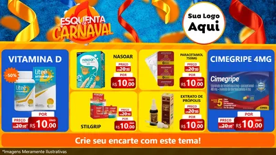 Modelo de TV para TV Horizontal com o tema Esquenta de Carnaval para Farmácia
