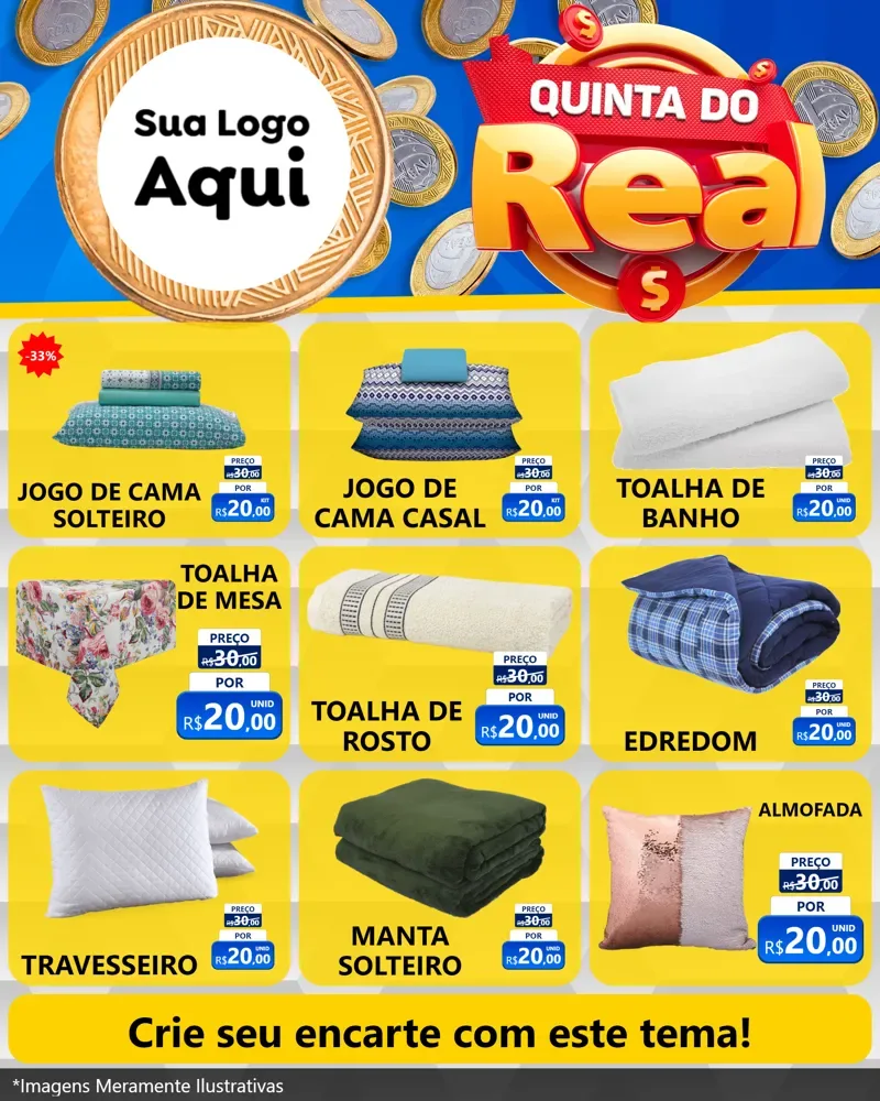 Modelo de Rede Social para Feed Instagram com o tema Quinta do Real para Cama, Mesa e Banho