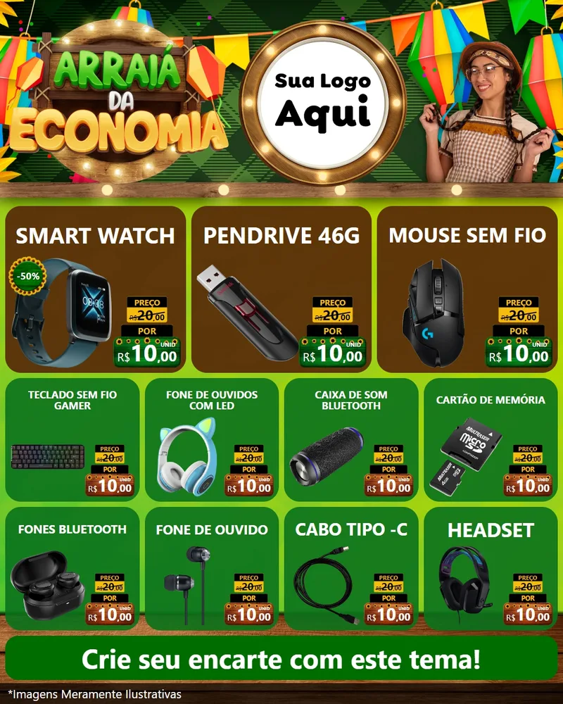 Modelo de Rede Social para Feed Instagram com o tema Arraiá de Economia para Informática