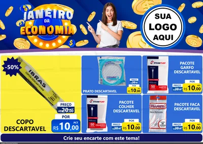 Modelo de Encarte para Encarte A4 Horizontal com o tema Janeiro da Economia para Embalagens