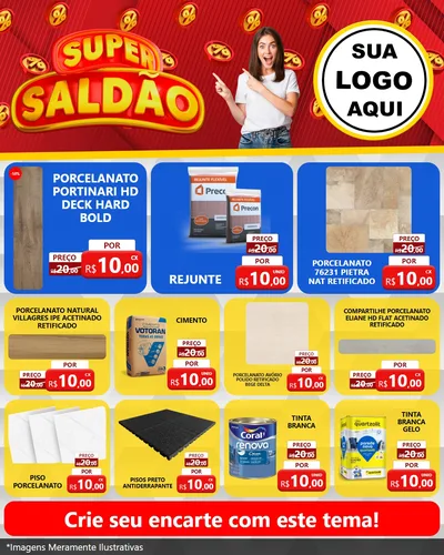 Modelo de Rede Social para Feed Instagram com o tema Super Saldão para Pisos e revestimentos