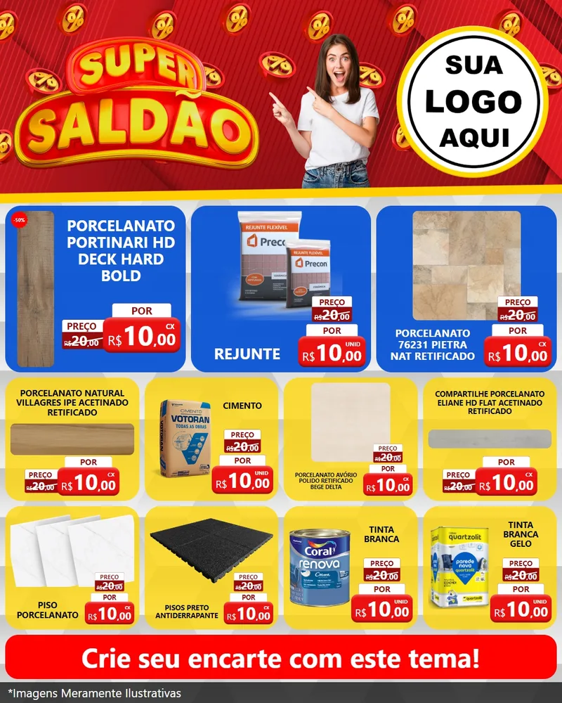 Modelo de Rede Social para Feed Instagram com o tema Super Saldão para Pisos e revestimentos
