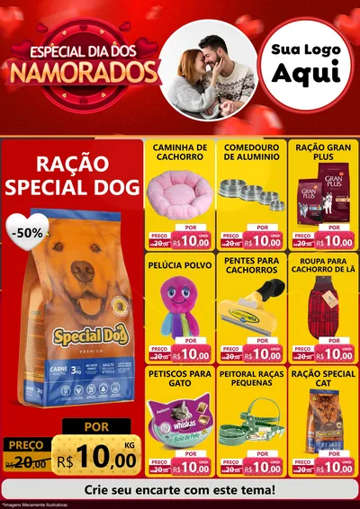 Modelo de Encarte para Encarte A4 Vertical com o tema Especial Dia Dos Namorados para Pet Shop