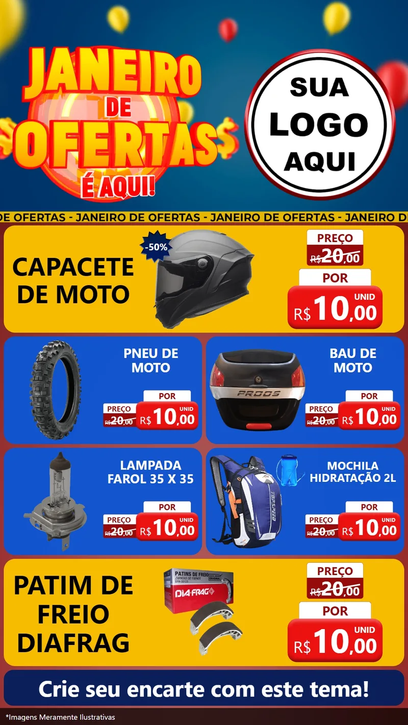 Modelo de TV para TV Vertical com o tema Janeiro de Ofertas É Aqui! para Moto peças