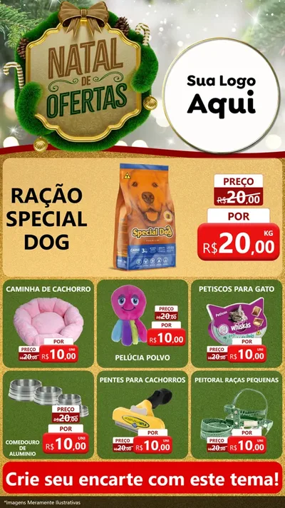 Modelo de Rede Social para Stories com o tema Ofertas de Natal para Pet Shop