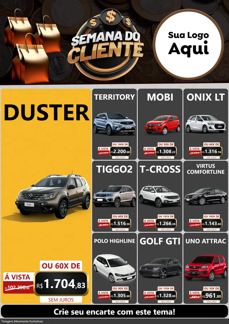 Modelo de Encarte para Encarte A4 Vertical com o tema Semana do Cliente para Concessionaria de Carros