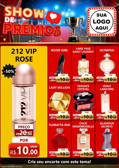 Modelo de Encarte para Encarte A4 Vertical com o tema Show de Prêmios para Perfumes