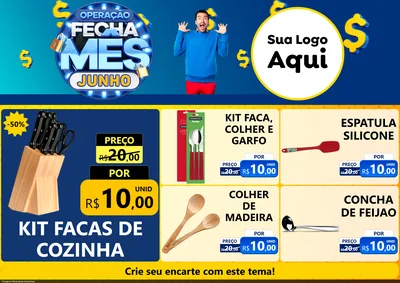 Modelo de Encarte para Encarte A4 Horizontal com o tema Operação Fecha Mês, Junho para Utilidades Domésticas