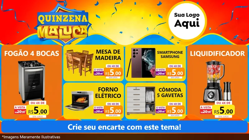 Modelo de TV para TV Horizontal com o tema Quinzena Maluca para Móveis e Eletro