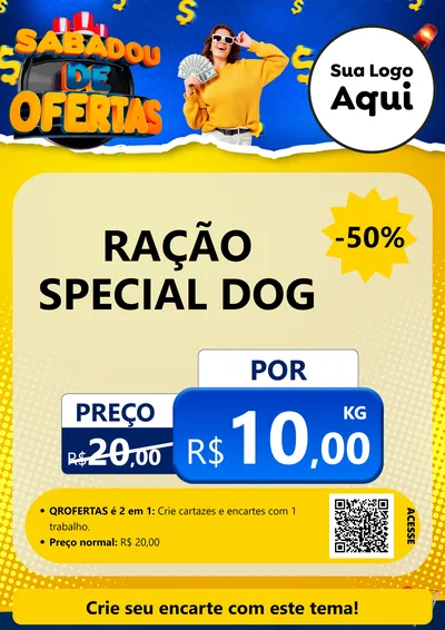 Modelo de Cartaz para Cartaz A4 Vertical com o tema Sabadou de Ofertas para Pet Shop
