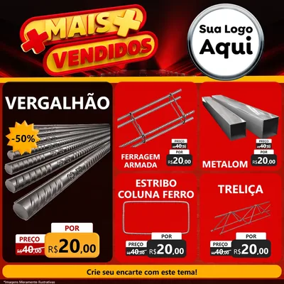 Modelo de Rede Social para Feed Facebook com o tema Mais Vendidos para Ferragens