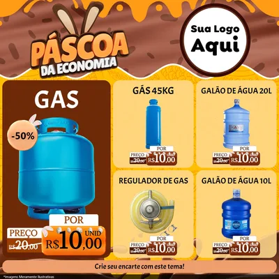 Modelo de Rede Social para Feed Facebook com o tema Páscoa da Economia para Água e gás