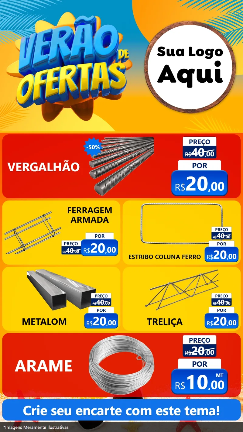 Modelo de TV para TV Vertical com o tema Verão de Ofertas para Ferragens