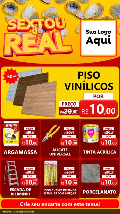 Modelo de Rede Social para Stories com o tema Sextou do Real para Material para Construção