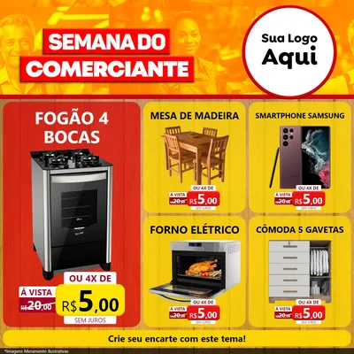 Modelo de Rede Social para Feed Facebook com o tema Semana do Comerciante para Móveis e Eletro
