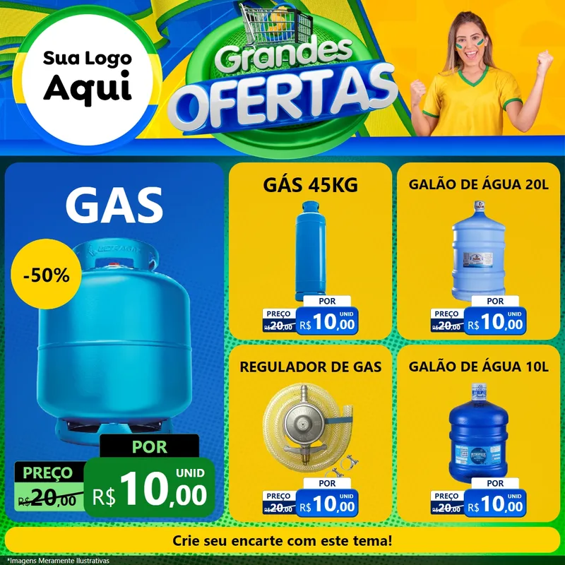 Modelo de Rede Social para Feed Facebook com o tema Grandes Ofertas para Água e gás