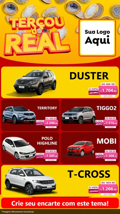 Modelo de TV para TV Vertical com o tema Terçou do Real para Concessionaria de Carros