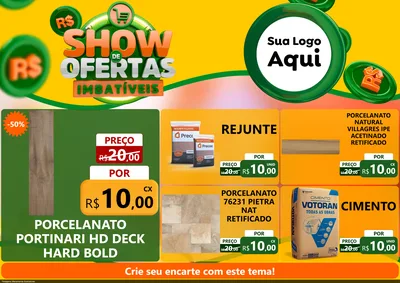 Modelo de Encarte para Encarte A4 Horizontal com o tema Show de Ofertas Imbatíveis para Pisos e revestimentos