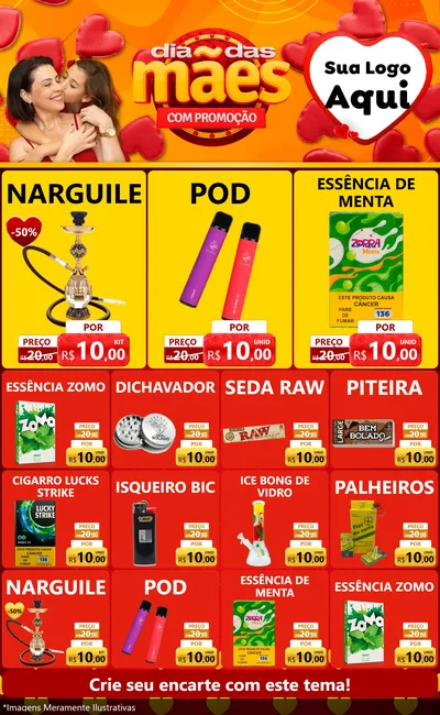 Modelo de Encarte para Encarte Grande com o tema Dia das Mães com Promoção para Tabacaria