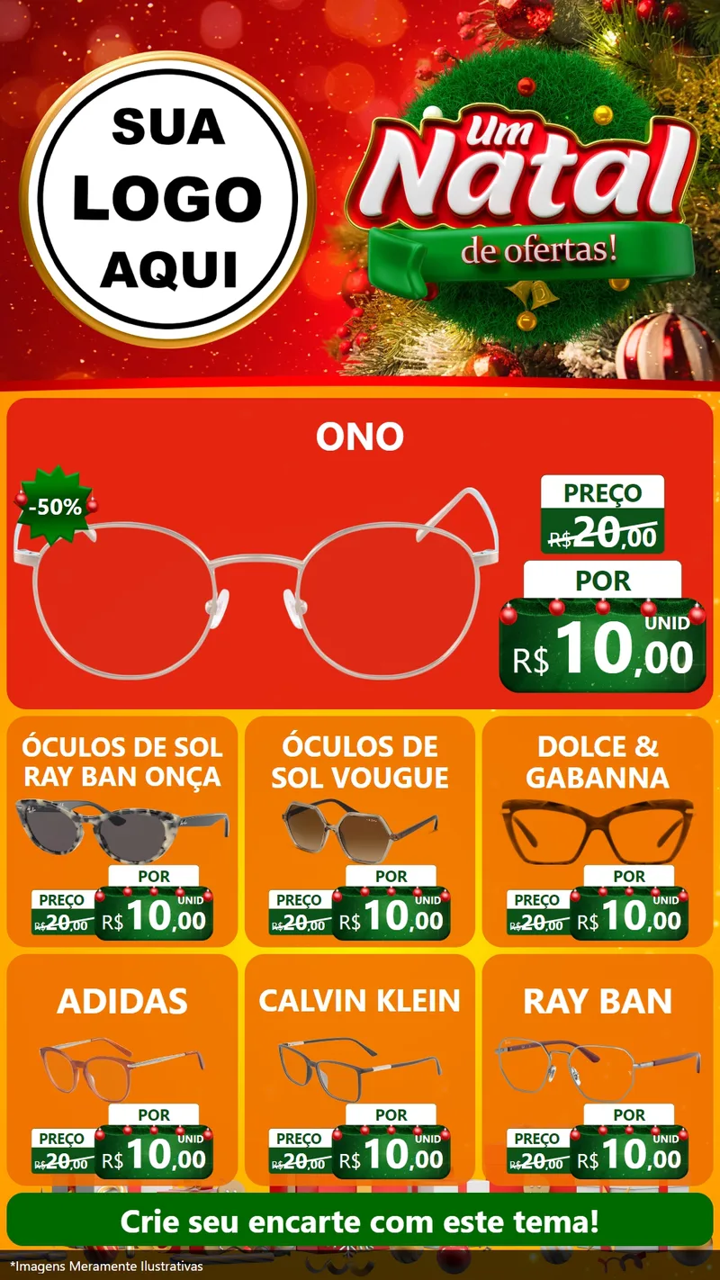 Modelo de Rede Social para Stories com o tema Um Natal de Ofertas para Óticas