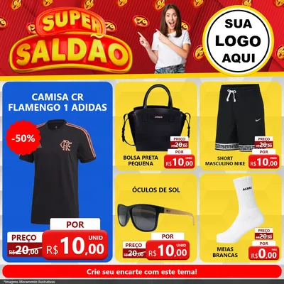 Modelo de Rede Social para Feed Facebook com o tema Super Saldão para Roupas e acessórios