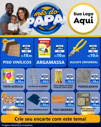 Modelo de Rede Social para Feed Instagram com o tema Ofertas Imperdíveis Mês Do Papai para Material para Construção