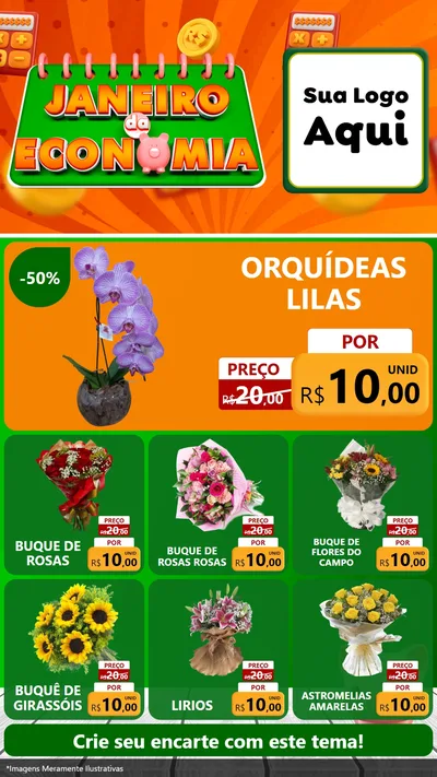 Modelo de Rede Social para Stories com o tema Janeiro da Economia para Floricultura e jardim