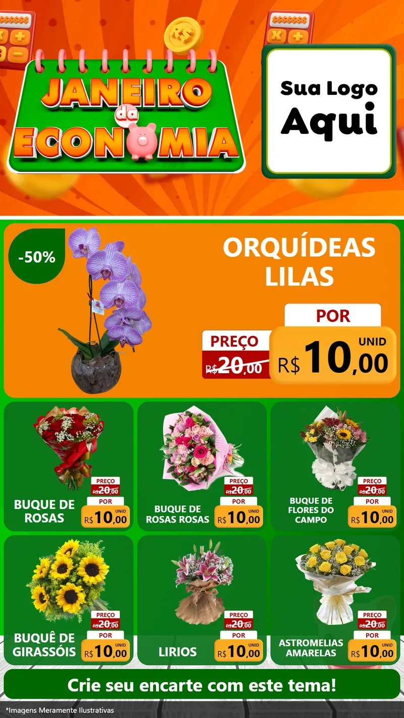 Modelo de Rede Social para Stories com o tema Janeiro da Economia para Floricultura e jardim