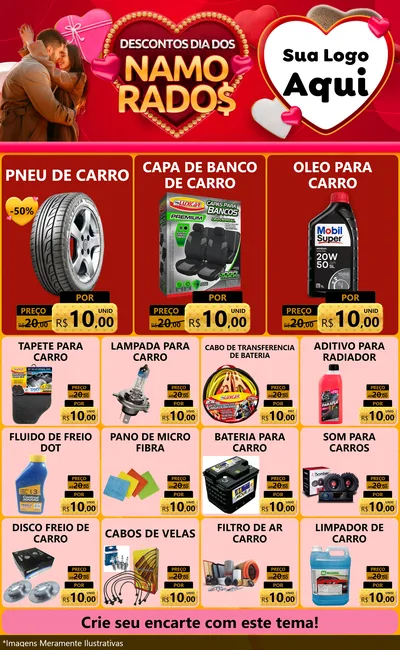 Modelo de Encarte para Encarte Grande com o tema Descontos Dia dos Namorados para Auto peças
