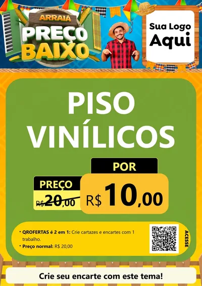 Modelo de Cartaz para Cartaz A4 Vertical com o tema Arraiá de Preço Baixo - Junina para Material para Construção