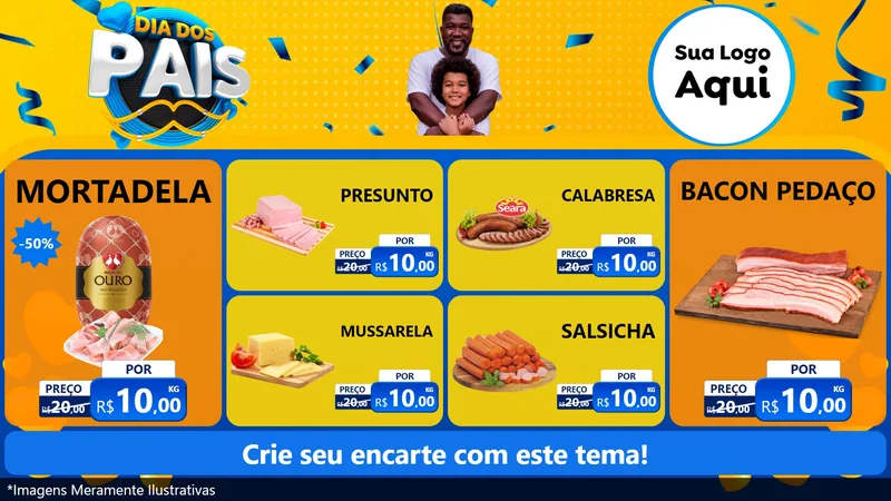 Modelo de TV para TV Horizontal com o tema Dia dos Pais para Frios e Laticínios