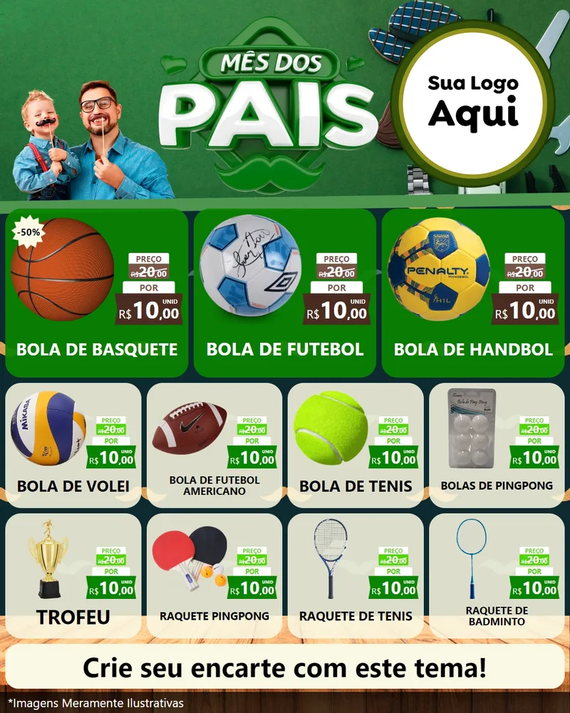 Modelo de Rede Social para Feed Instagram com o tema Mês dos Pais para Artigos Esportivos