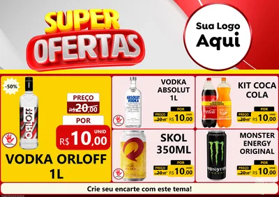 Modelo de Encarte para Encarte A4 Horizontal com o tema Super Ofertas para Distribuidora de bebidas