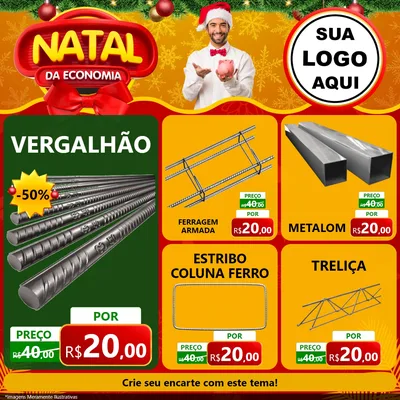 Modelo de Rede Social para Feed Facebook com o tema Natal da Economia para Ferragens