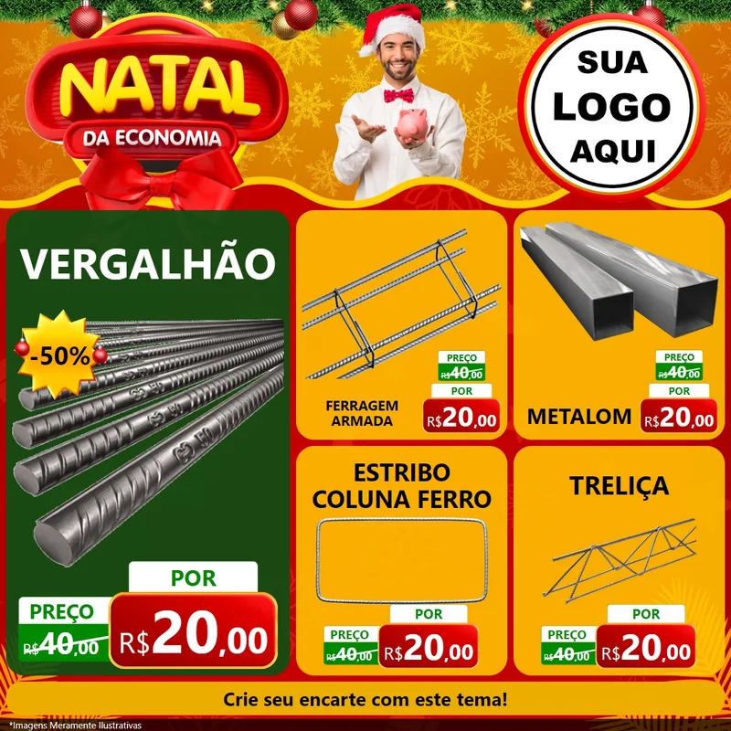 Modelo de Rede Social para Feed Facebook com o tema Natal da Economia para Ferragens