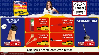 Modelo de TV para TV Horizontal com o tema Ofertas de Outubro - Preços Incríveis para Utilidades Domésticas