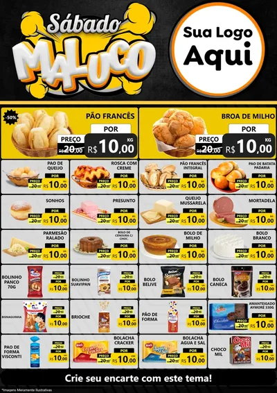 Modelo de Encarte para Encarte A4 Vertical com o tema Sábado Maluco para Padaria