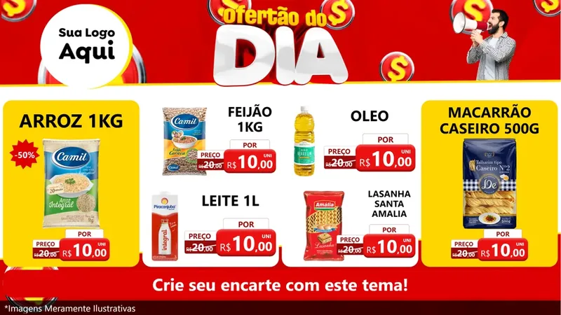 Modelo de TV para TV Horizontal com o tema Ofertão do dia para Supermercado