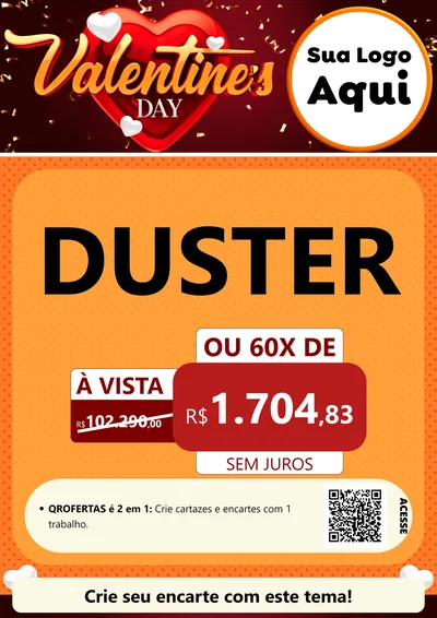 Modelo de Cartaz para Cartaz A4 Vertical com o tema Valentine's Day para Concessionaria de Carros