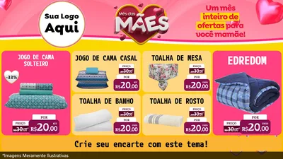 Modelo de TV para TV Horizontal com o tema Mês das Mães para Cama, Mesa e Banho