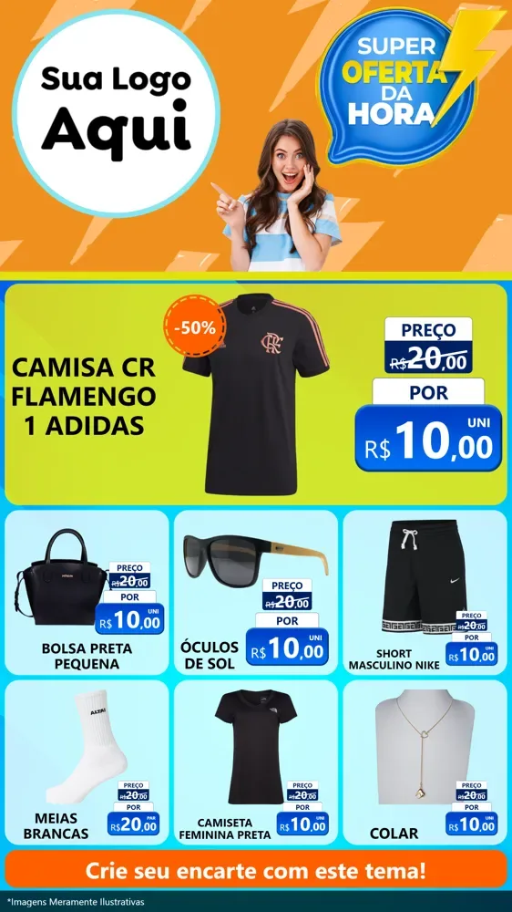 Modelo de Rede Social para Stories com o tema Super Oferta da Hora para Roupas e acessórios