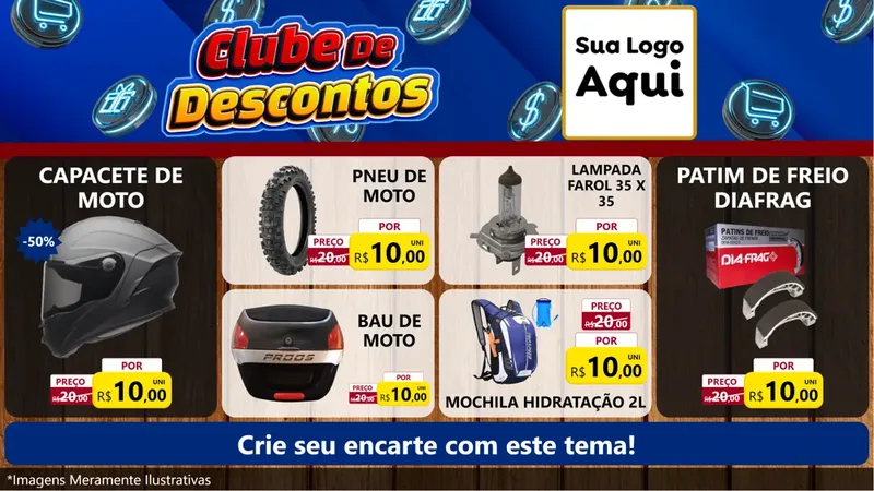 Modelo de TV para TV Horizontal com o tema Clube de Descontos para Moto peças
