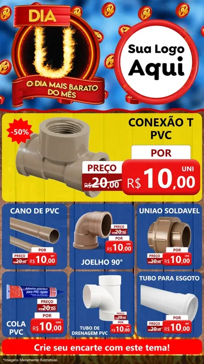 Modelo de Rede Social para Stories com o tema Dia U - O Dia Mais Barato Do Mês para Tubos e conexões