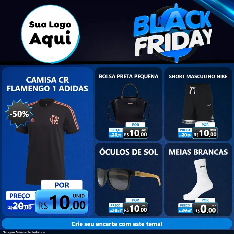 Modelo de Rede Social para Feed Facebook com o tema Black Friday para Roupas e acessórios