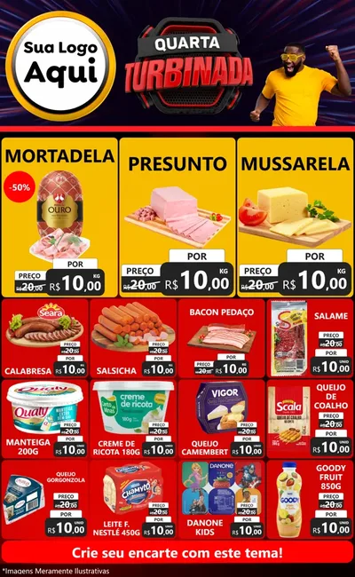 Modelo de Encarte para Encarte Grande com o tema Quarta Turbinada para Frios e Laticínios