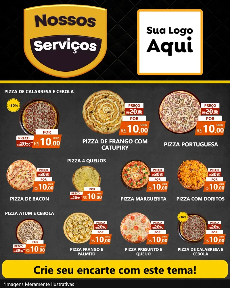 Modelo de Rede Social para Feed Instagram com o tema Nossos Serviços para Pizzaria