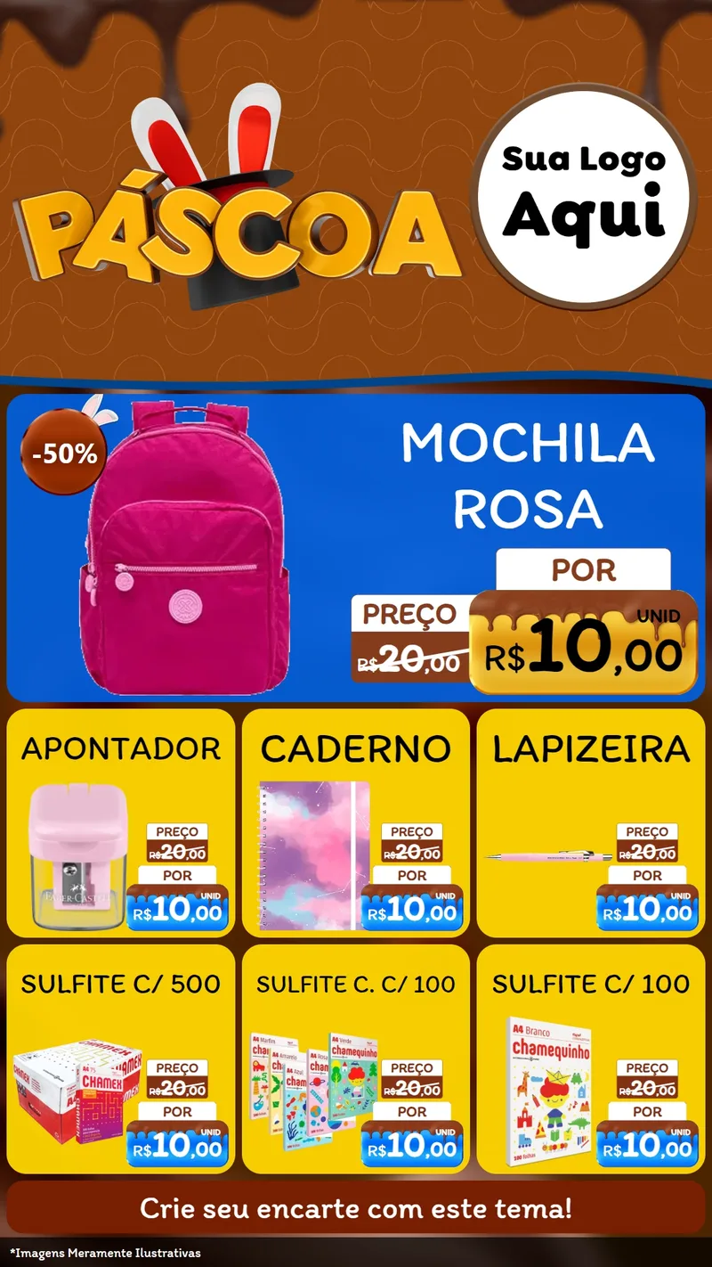 Modelo de Rede Social para Stories com o tema Páscoa para Papelaria