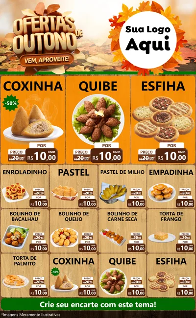 Modelo de Encarte para Encarte Grande com o tema Ofertas de Outono - Vem, Aproveite! para Salgadaria
