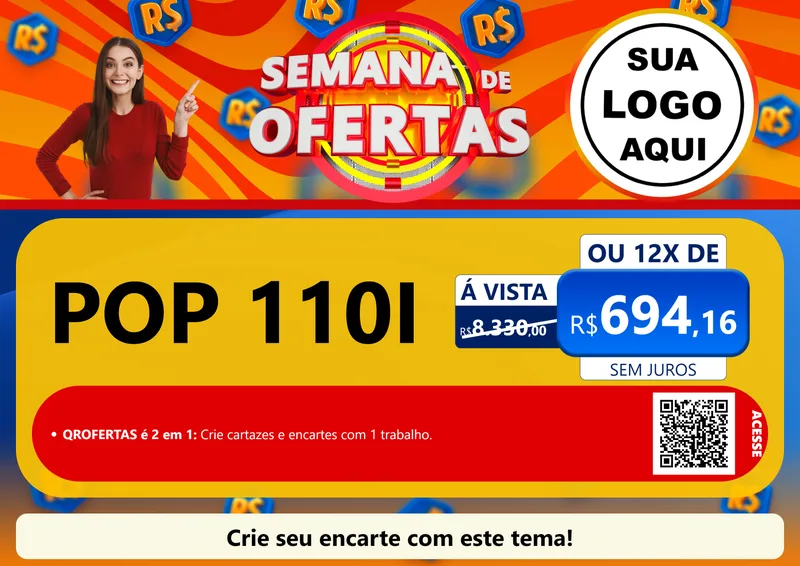 Modelo de Cartaz para Cartaz A4 Horizontal com o tema Semana de Ofertas para Concessionaria de Motos