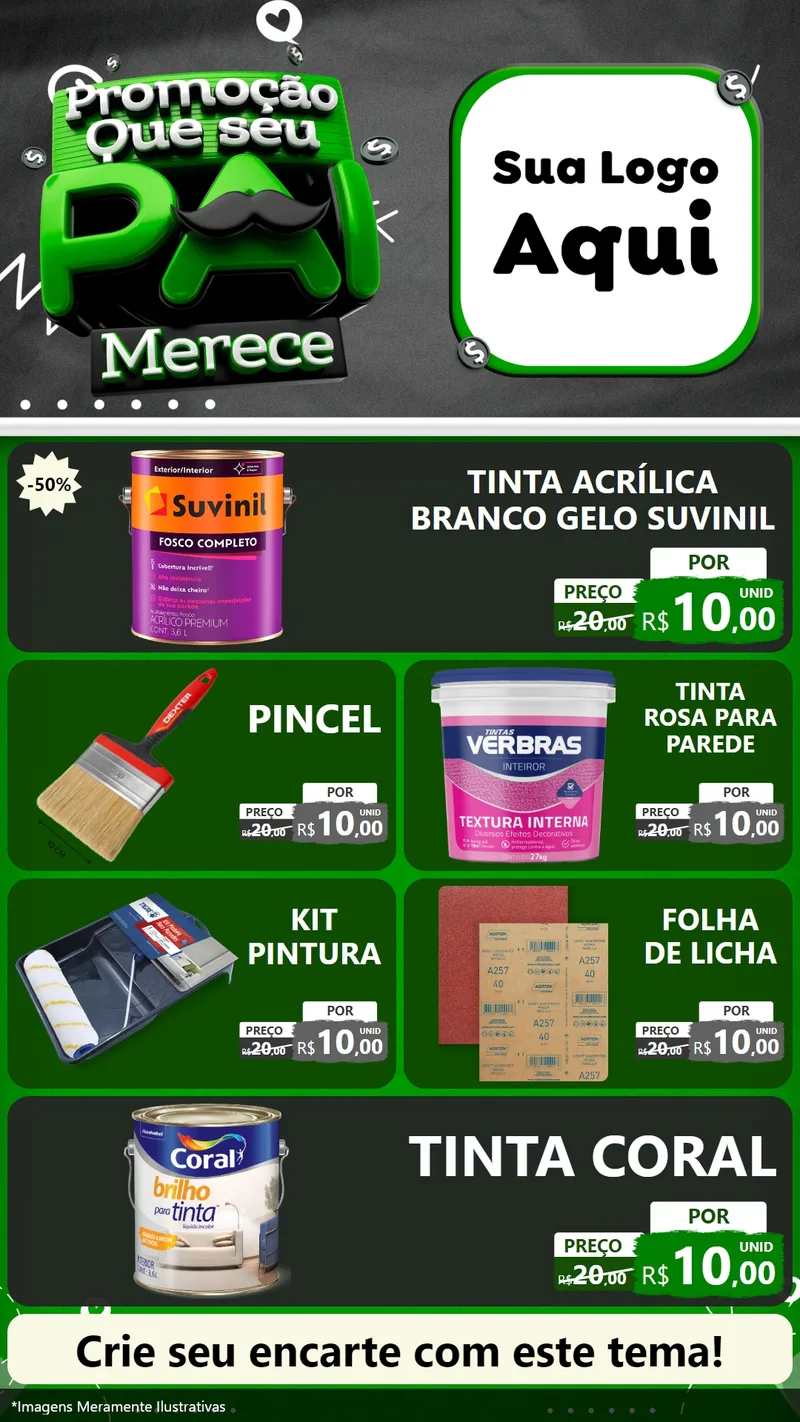 Modelo de TV para TV Vertical com o tema Promoção Que seu Pai Merece para Tintas e Ferramentas